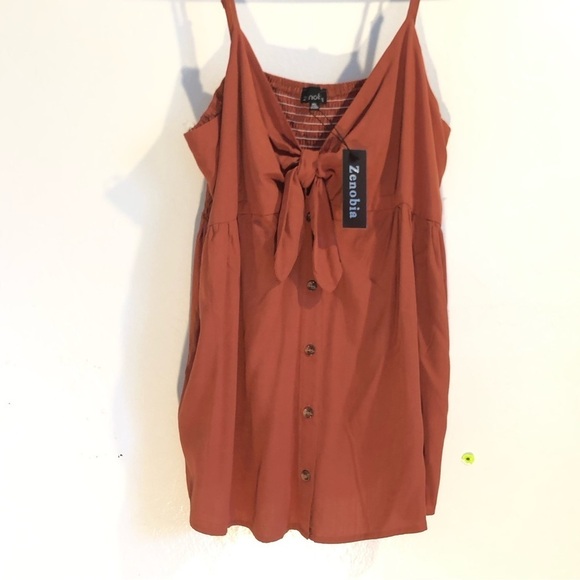 Zenobia Tops - ZENOBIA tank top rust color 1X NWT button up bow front